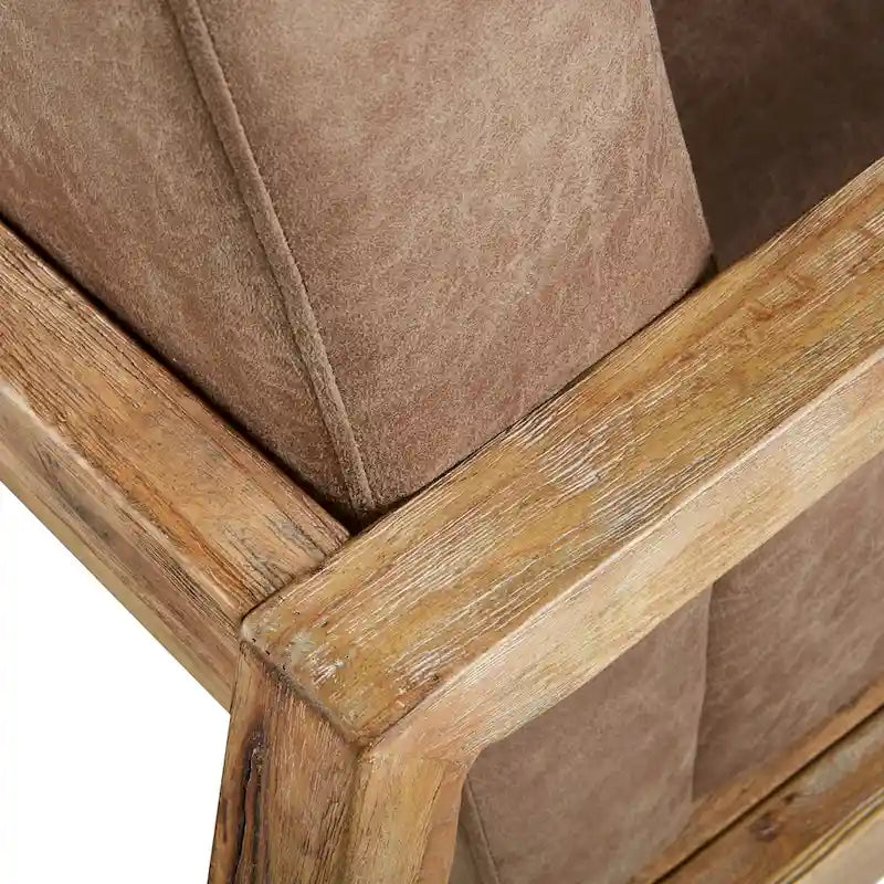 Taupe Low Profile Accent Chair, PU Leather, Single Seat