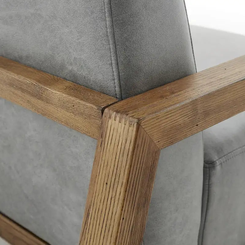 Taupe Low Profile Accent Chair, PU Leather, Single Seat