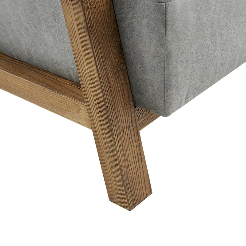 Taupe Low Profile Accent Chair, PU Leather, Single Seat