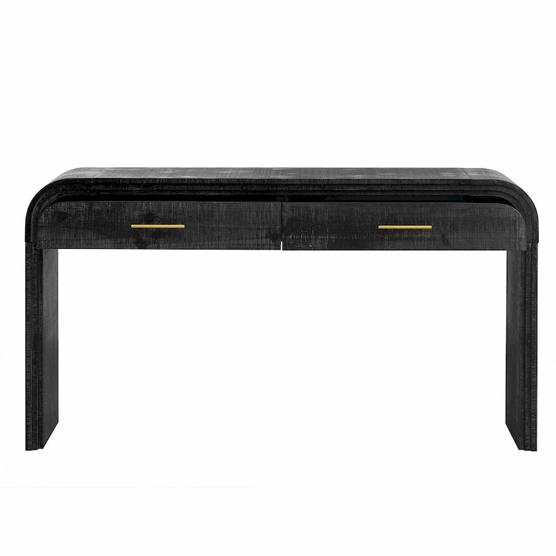 Natural Wood Wash / Black Retro Console Table with 2 Drawers