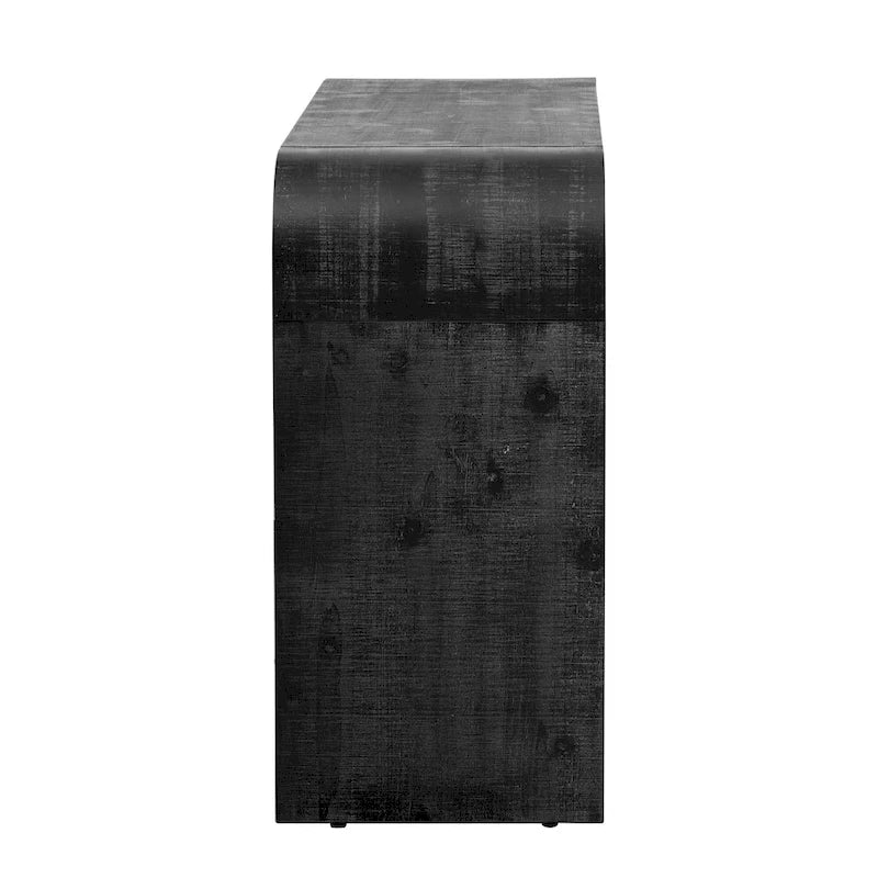 Natural Wood Wash / Black Retro Console Table with 2 Drawers