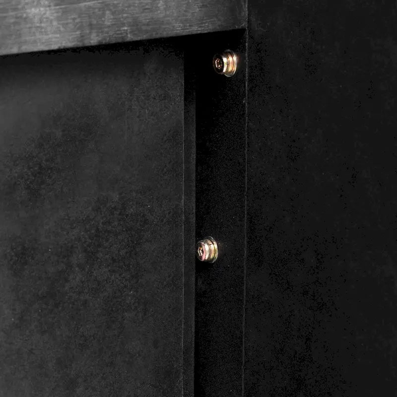 Natural Wood Wash / Black Retro Console Table with 2 Drawers