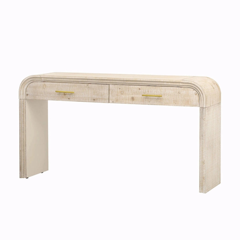 Natural Wood Wash / Black Retro Console Table with 2 Drawers