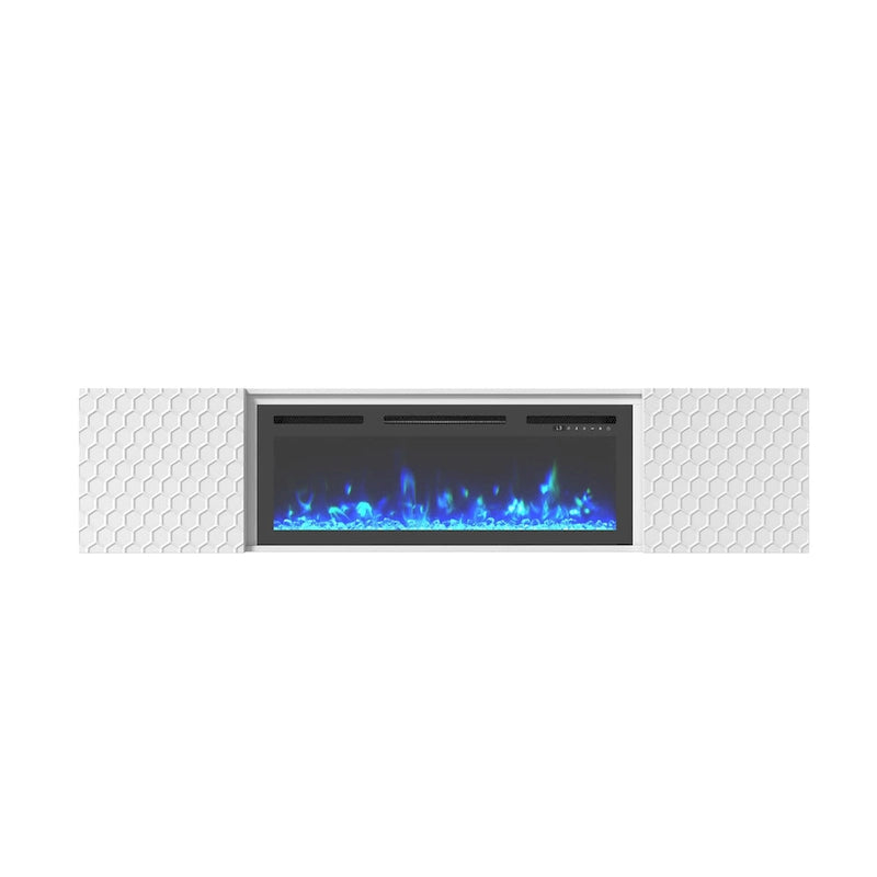 White/Black 67" Wall-Mounted TV Stand with 36" Electric Fireplace, 1-2 Person Assembly