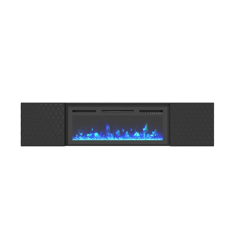 White/Black 67" Wall-Mounted TV Stand with 36" Electric Fireplace, 1-2 Person Assembly