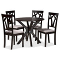 Grey / Dark Brown Modern Round Dining Set – 5-Seat or 7-Seat