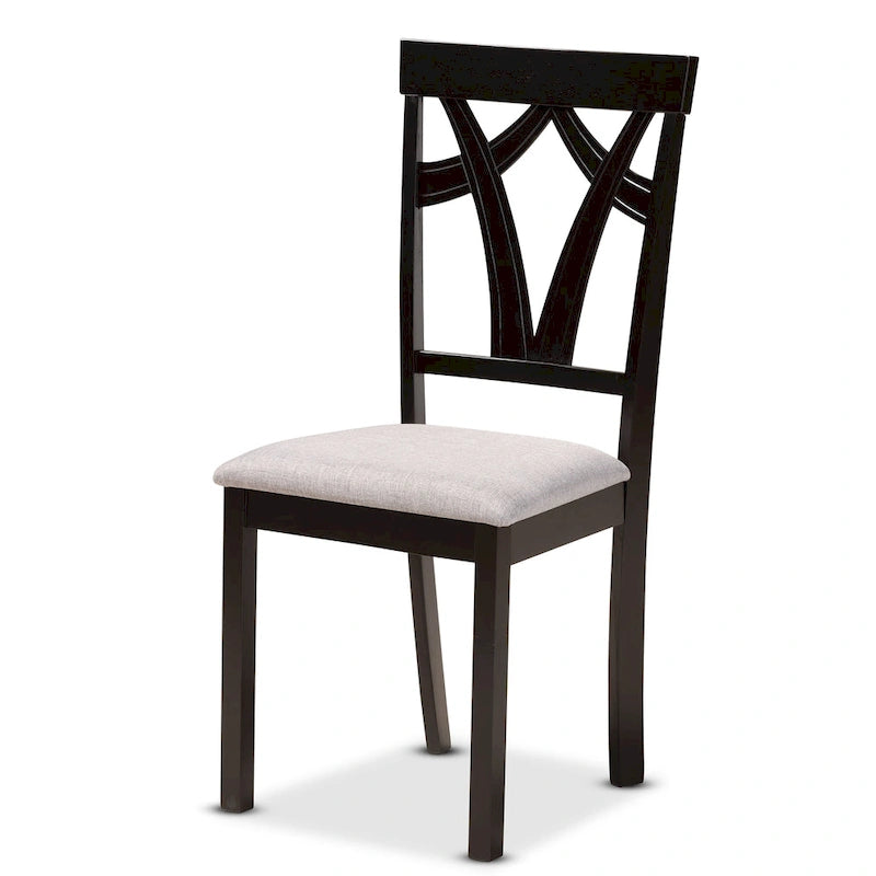 Grey / Dark Brown Modern Round Dining Set – 5-Seat or 7-Seat