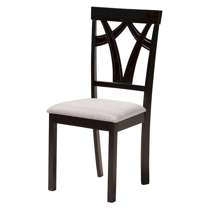 Grey / Dark Brown Modern Round Dining Set – 5-Seat or 7-Seat