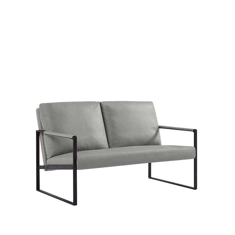 Grey / Light Brown / Orange PU Leather Accent Armchair, Single Seat
