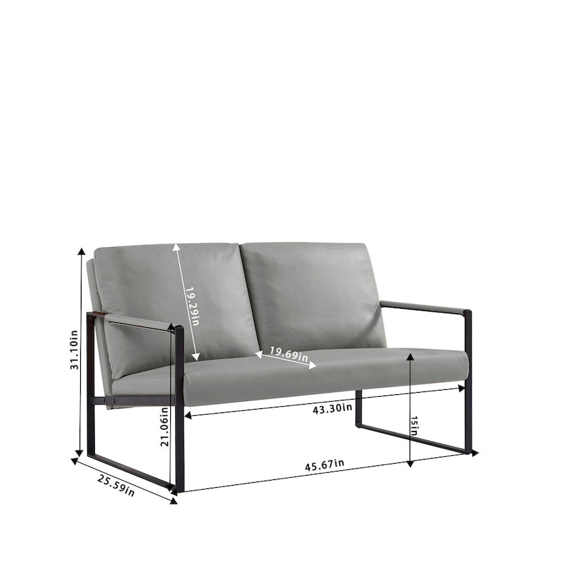 Grey / Light Brown / Orange PU Leather Accent Armchair, Single Seat