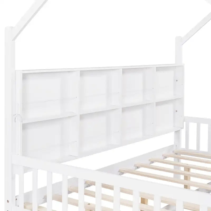 Wooden Full Size House Bed with Trundle