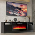 70" TV Stand with 36" Electric Fireplace, Black / White, 1–2 Person Assembly