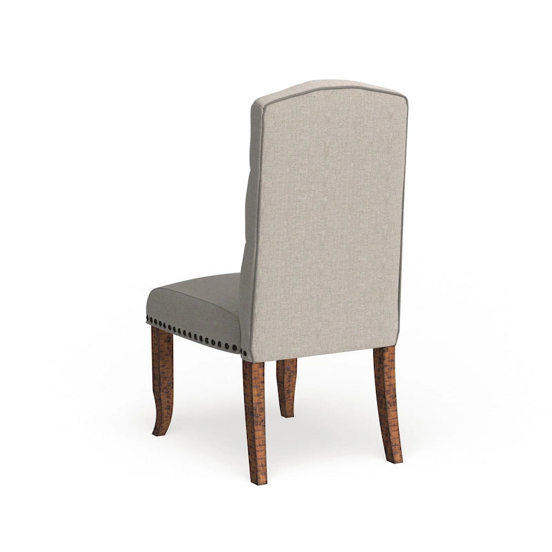 Ivory / Dark Grey / Light Grey Farmhouse Tufted Dining Chair, Armless Style, Set of 2