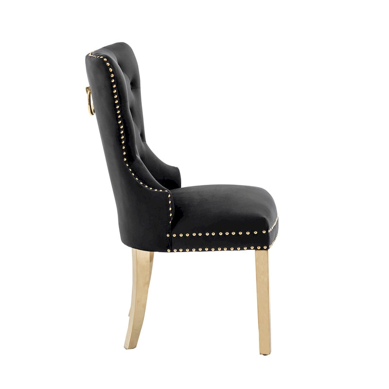 Blue / Grey / Cream / Black Tufted Velvet Wingback Dining Chair, Armless, Set of 2