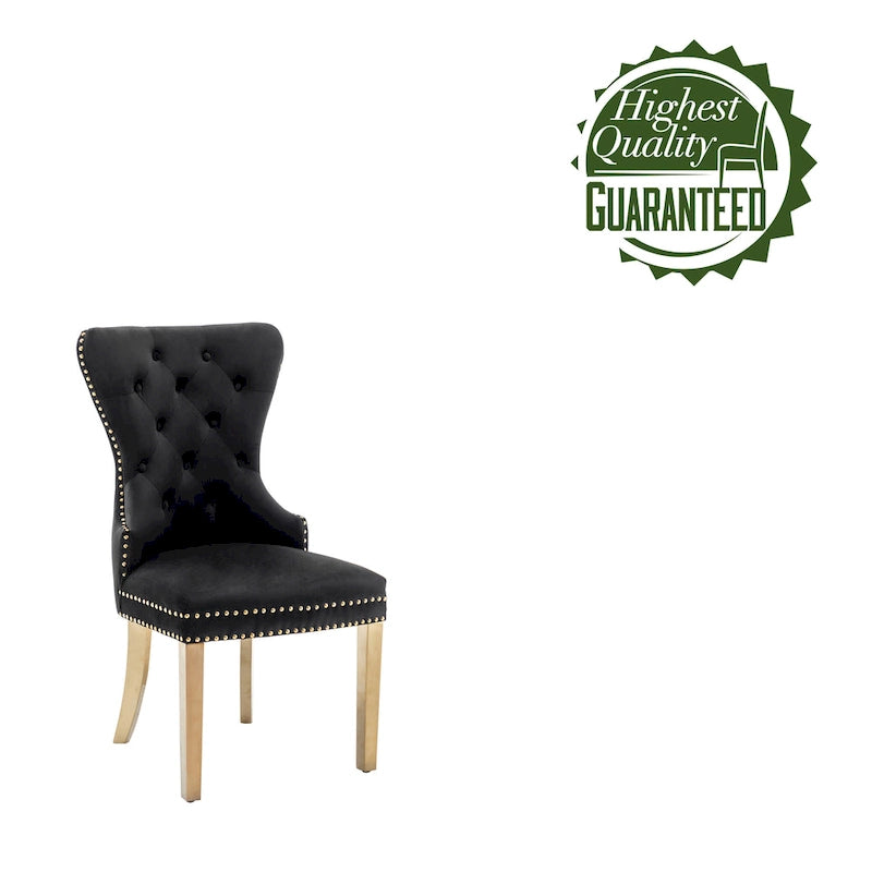 Blue / Grey / Cream / Black Tufted Velvet Wingback Dining Chair, Armless, Set of 2