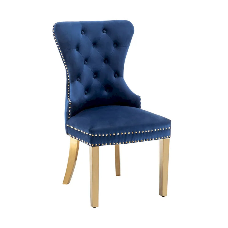 Blue / Grey / Cream / Black Tufted Velvet Wingback Dining Chair, Armless, Set of 2