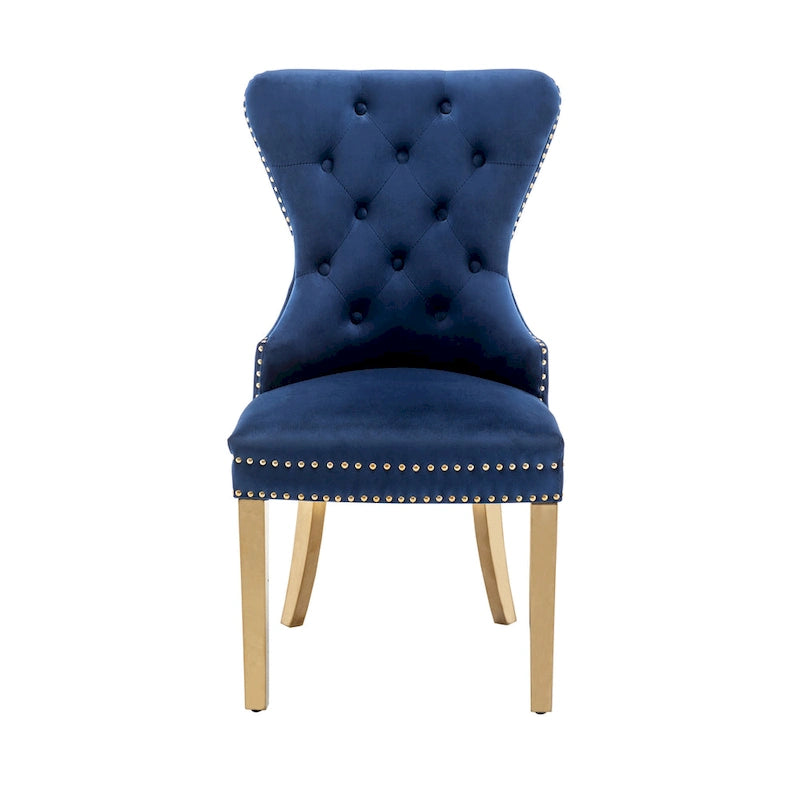 Blue / Grey / Cream / Black Tufted Velvet Wingback Dining Chair, Armless, Set of 2