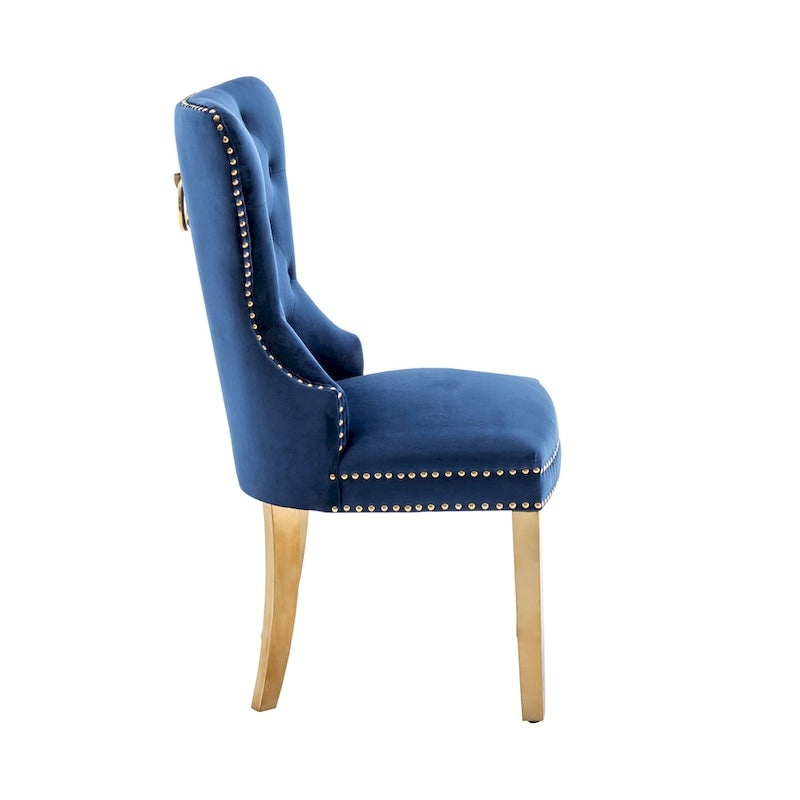 Blue / Grey / Cream / Black Tufted Velvet Wingback Dining Chair, Armless, Set of 2
