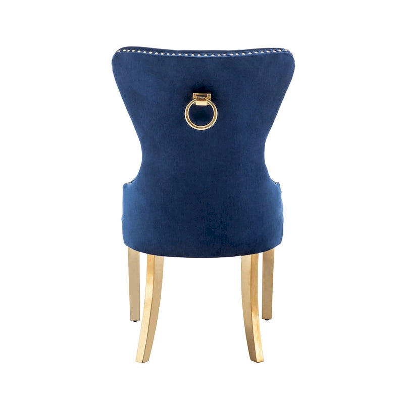 Blue / Grey / Cream / Black Tufted Velvet Wingback Dining Chair, Armless, Set of 2