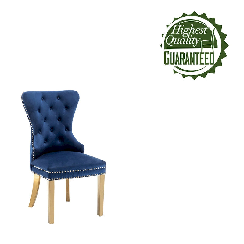 Blue / Grey / Cream / Black Tufted Velvet Wingback Dining Chair, Armless, Set of 2