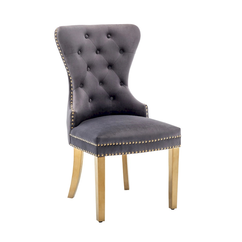 Blue / Grey / Cream / Black Tufted Velvet Wingback Dining Chair, Armless, Set of 2