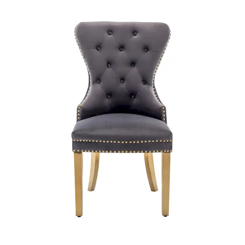 Blue / Grey / Cream / Black Tufted Velvet Wingback Dining Chair, Armless, Set of 2