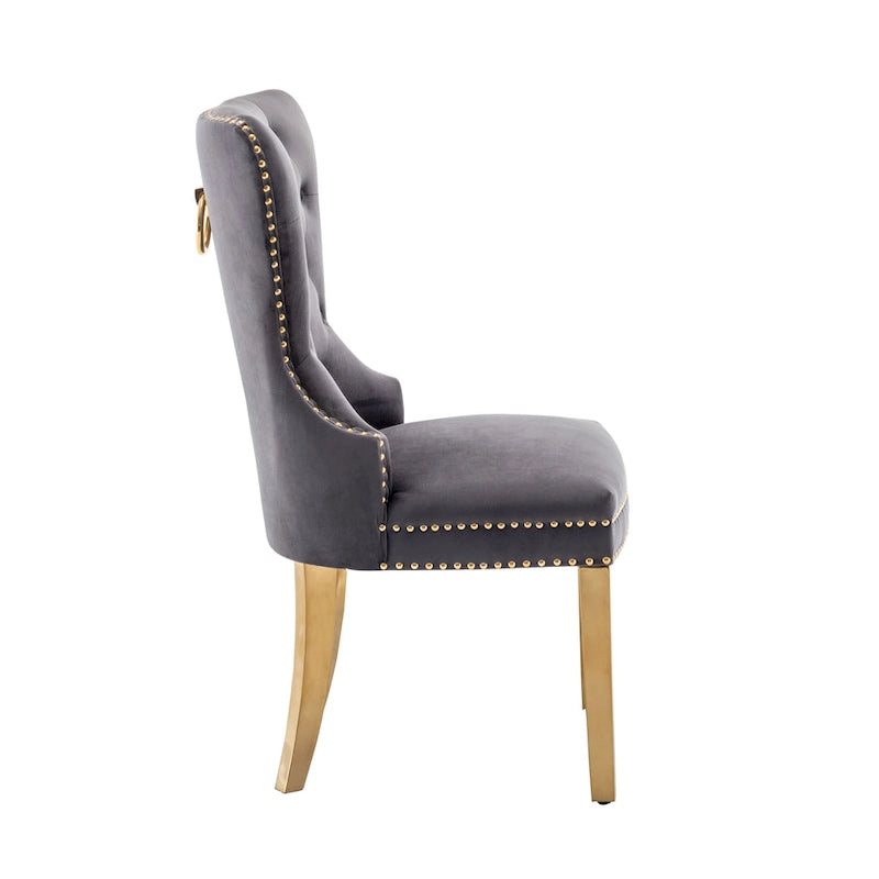 Blue / Grey / Cream / Black Tufted Velvet Wingback Dining Chair, Armless, Set of 2