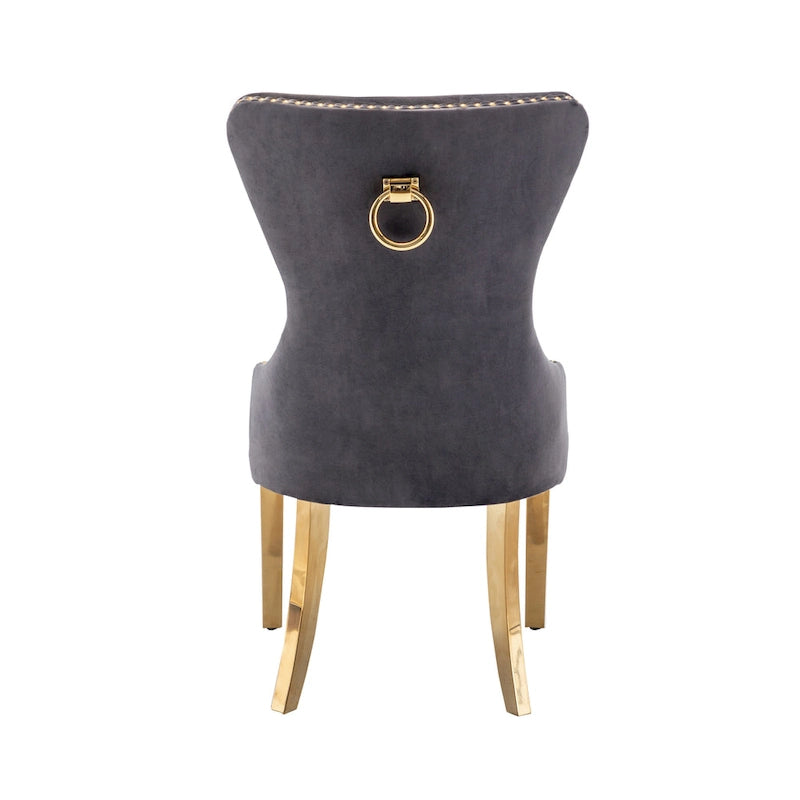 Blue / Grey / Cream / Black Tufted Velvet Wingback Dining Chair, Armless, Set of 2