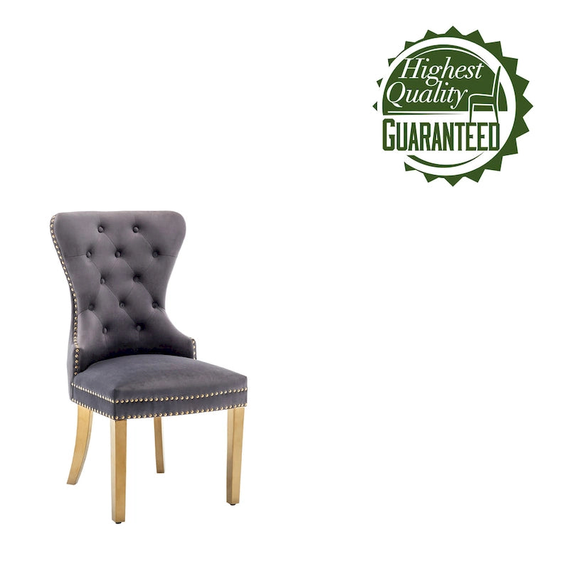 Blue / Grey / Cream / Black Tufted Velvet Wingback Dining Chair, Armless, Set of 2