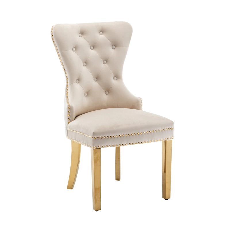 Blue / Grey / Cream / Black Tufted Velvet Wingback Dining Chair, Armless, Set of 2