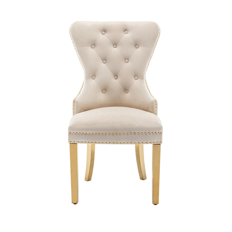 Blue / Grey / Cream / Black Tufted Velvet Wingback Dining Chair, Armless, Set of 2