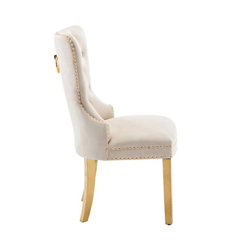 Blue / Grey / Cream / Black Tufted Velvet Wingback Dining Chair, Armless, Set of 2