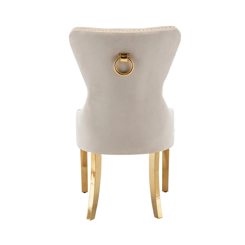 Blue / Grey / Cream / Black Tufted Velvet Wingback Dining Chair, Armless, Set of 2
