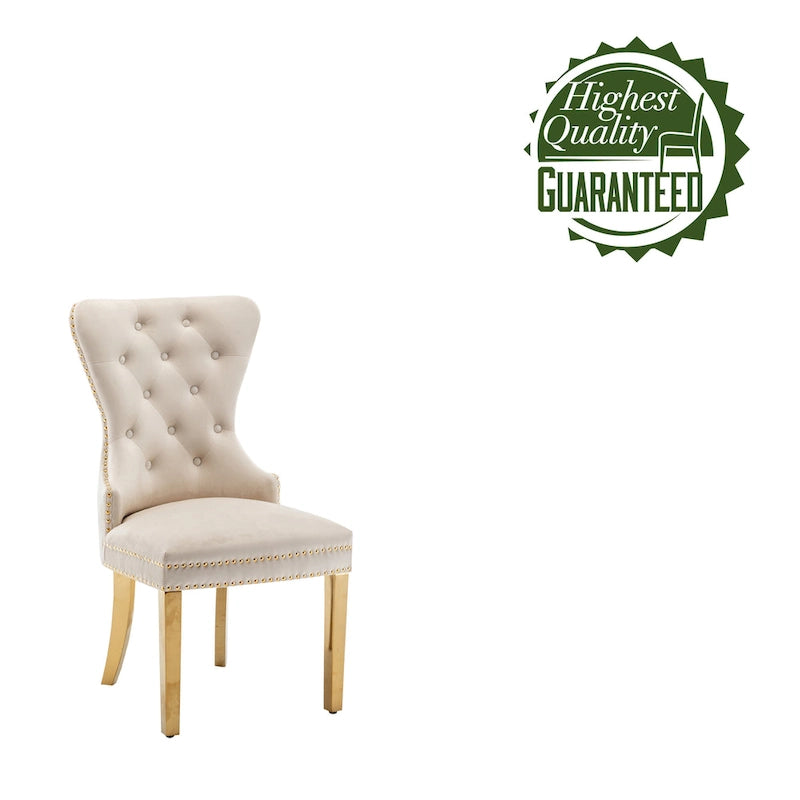 Blue / Grey / Cream / Black Tufted Velvet Wingback Dining Chair, Armless, Set of 2