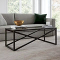 Blackened Bronze / Brass X-Base Glass Coffee Table