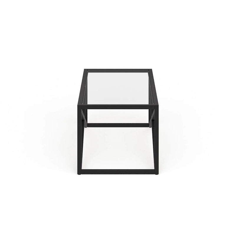 Blackened Bronze / Brass X-Base Glass Coffee Table
