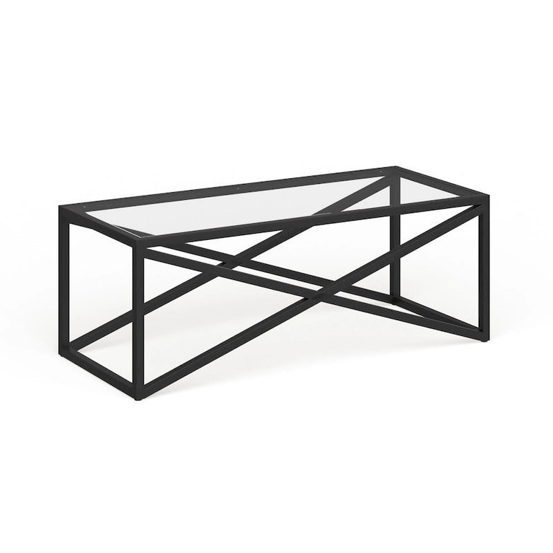 Blackened Bronze / Brass X-Base Glass Coffee Table