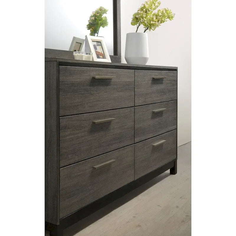 Grey Weathered Finish Queen 4-Piece Bedroom Set (Bed, Dresser, Mirror, Nightstand)