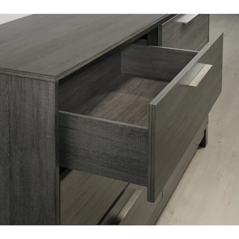 Grey Weathered Finish Queen 4-Piece Bedroom Set (Bed, Dresser, Mirror, Nightstand)