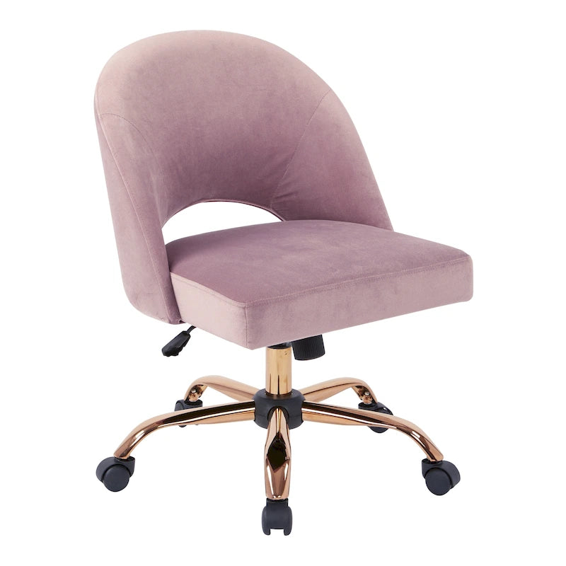 Upholstered Swivel Office Chair, Rose Gold Base, Single Seat – Garden / Mauve / Moonlit / Sand / Burgundy / Sage