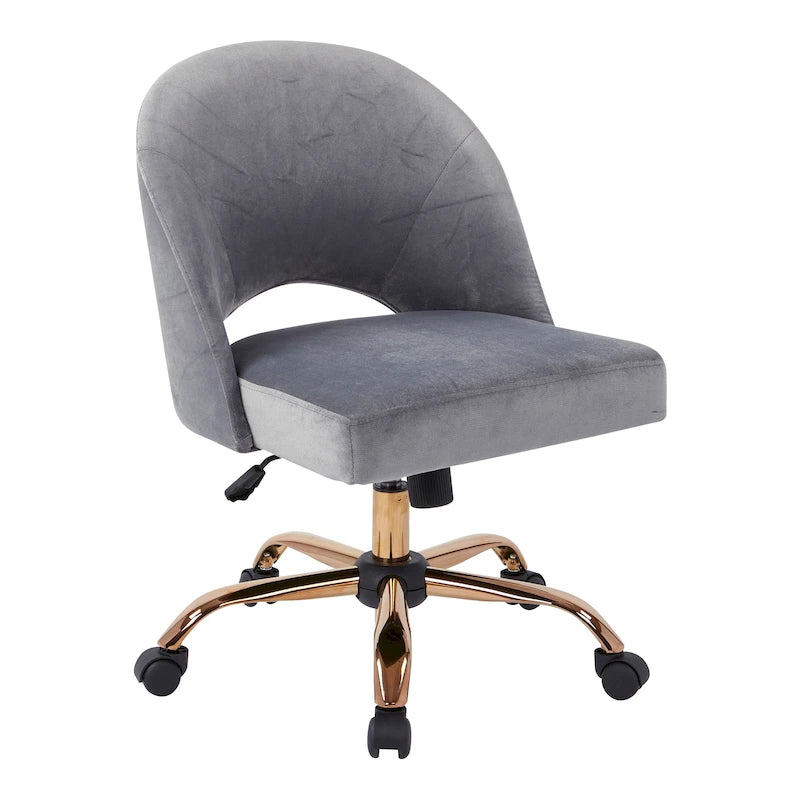 Upholstered Swivel Office Chair, Rose Gold Base, Single Seat – Garden / Mauve / Moonlit / Sand / Burgundy / Sage