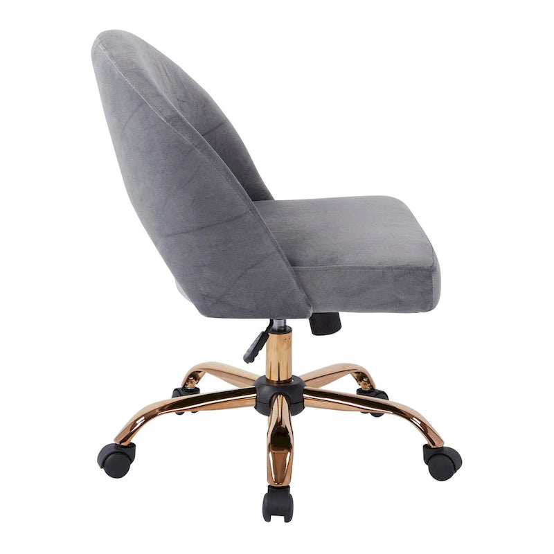 Upholstered Swivel Office Chair, Rose Gold Base, Single Seat – Garden / Mauve / Moonlit / Sand / Burgundy / Sage