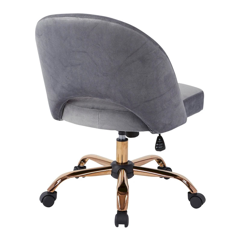 Upholstered Swivel Office Chair, Rose Gold Base, Single Seat – Garden / Mauve / Moonlit / Sand / Burgundy / Sage