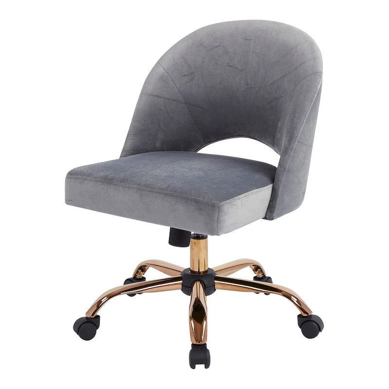 Upholstered Swivel Office Chair, Rose Gold Base, Single Seat – Garden / Mauve / Moonlit / Sand / Burgundy / Sage