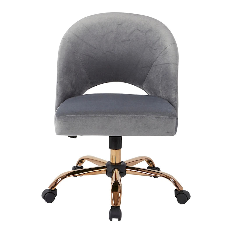 Upholstered Swivel Office Chair, Rose Gold Base, Single Seat – Garden / Mauve / Moonlit / Sand / Burgundy / Sage