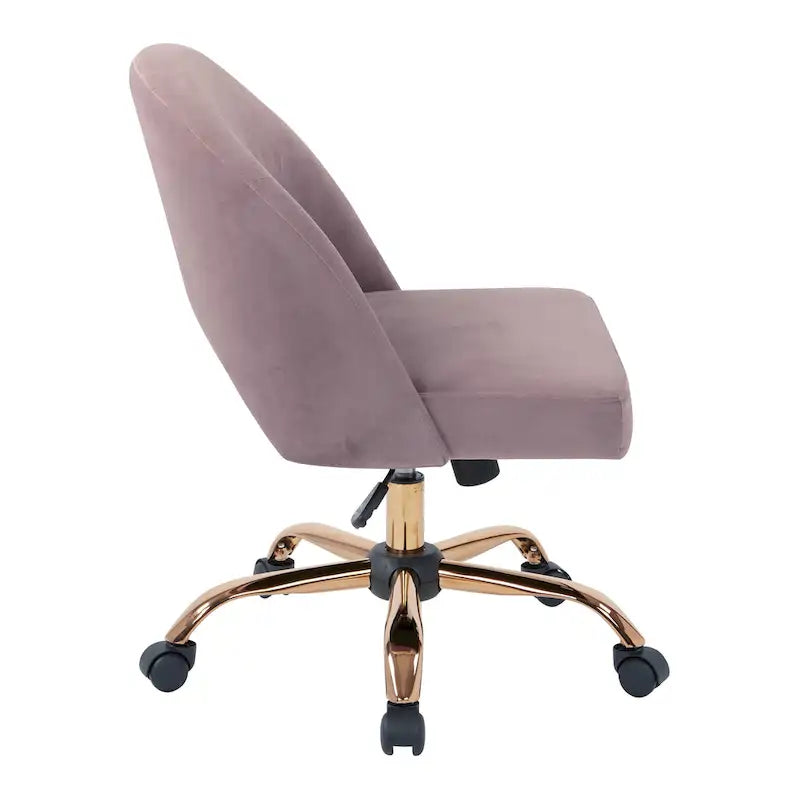 Upholstered Swivel Office Chair, Rose Gold Base, Single Seat – Garden / Mauve / Moonlit / Sand / Burgundy / Sage