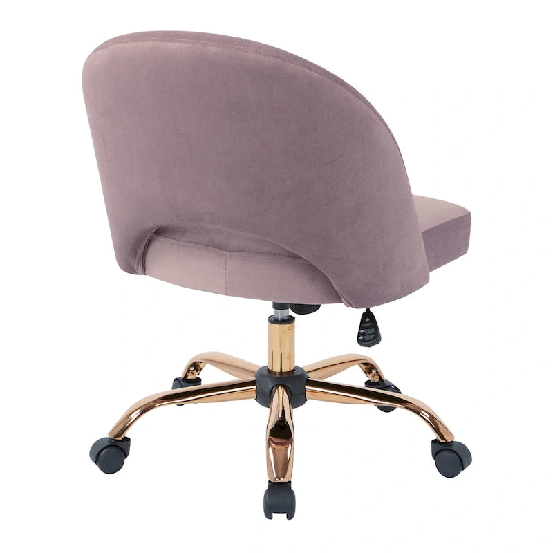 Upholstered Swivel Office Chair, Rose Gold Base, Single Seat – Garden / Mauve / Moonlit / Sand / Burgundy / Sage