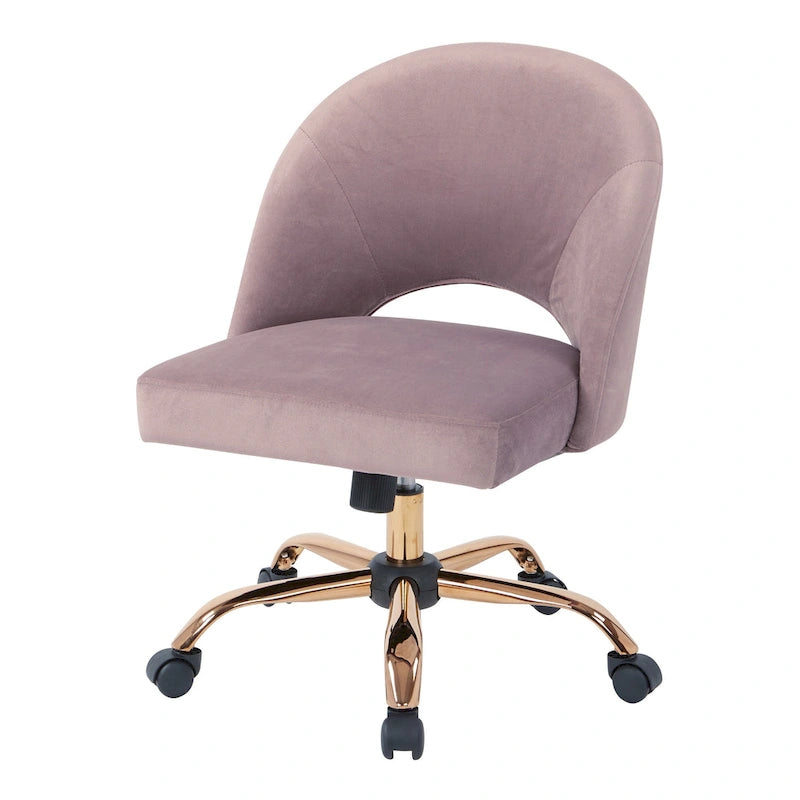 Upholstered Swivel Office Chair, Rose Gold Base, Single Seat – Garden / Mauve / Moonlit / Sand / Burgundy / Sage