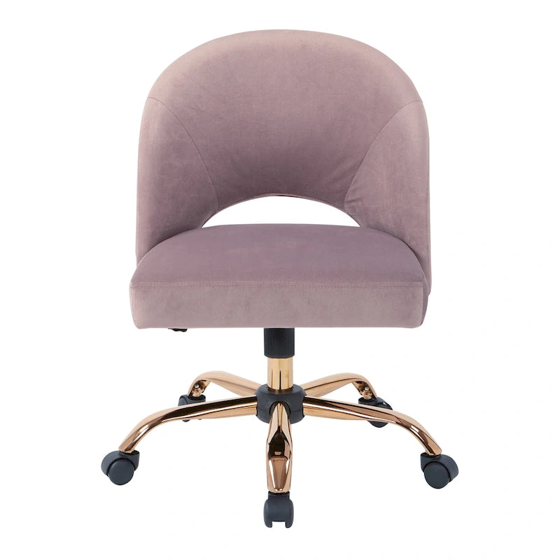 Upholstered Swivel Office Chair, Rose Gold Base, Single Seat – Garden / Mauve / Moonlit / Sand / Burgundy / Sage