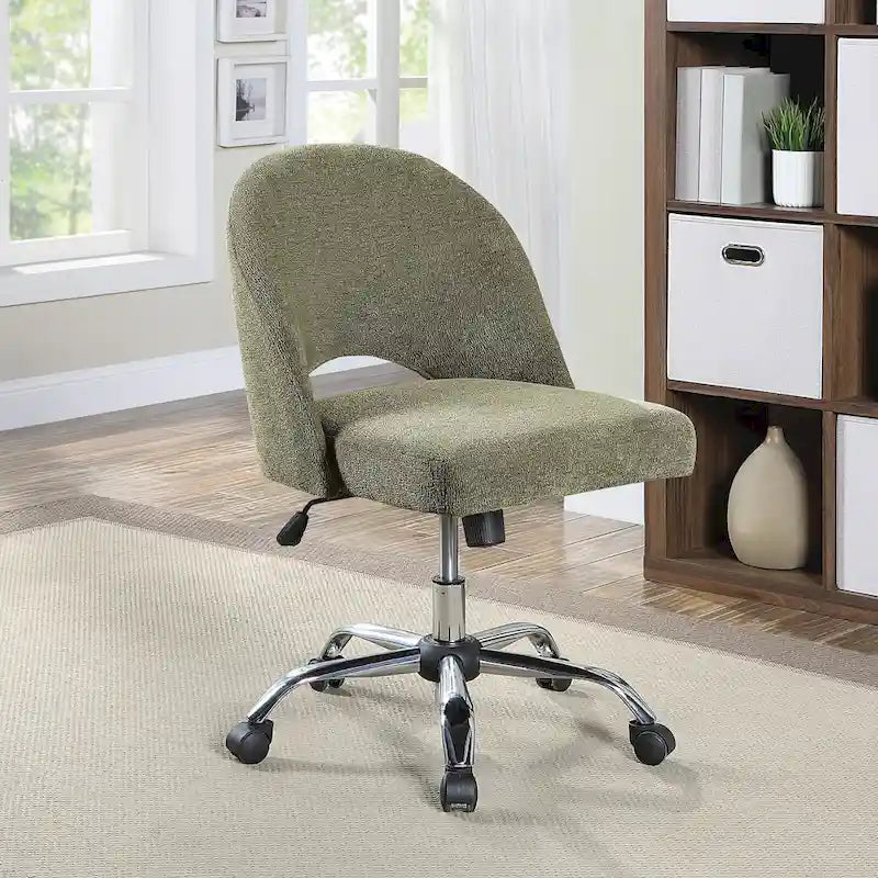 Upholstered Swivel Office Chair, Rose Gold Base, Single Seat – Garden / Mauve / Moonlit / Sand / Burgundy / Sage